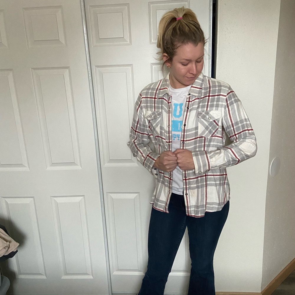 Plaid button up shacket